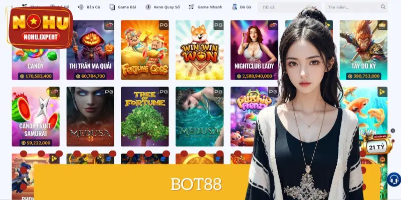 BOT88 mang đến hệ thống Nổ Hũ an toàn với tỷ lệ RTP cao giúp săn hũ thú vị